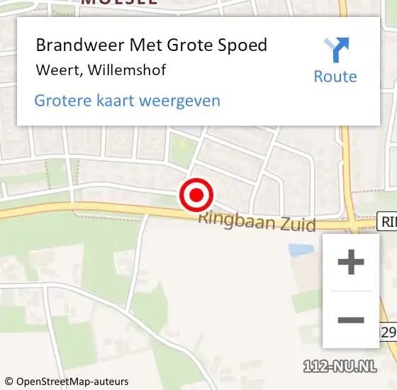 Locatie op kaart van de 112 melding: Brandweer Met Grote Spoed Naar Weert, Willemshof op 30 mei 2020 01:55