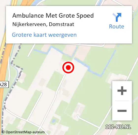 Locatie op kaart van de 112 melding: Ambulance Met Grote Spoed Naar Nijkerkerveen, Domstraat op 30 mei 2020 03:27