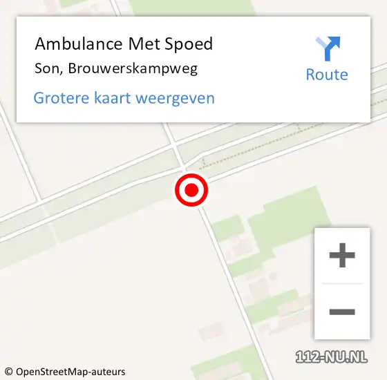 Locatie op kaart van de 112 melding: Ambulance Met Spoed Naar Son, Brouwerskampweg op 30 mei 2020 03:47