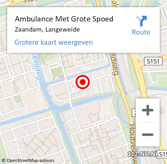 Locatie op kaart van de 112 melding: Ambulance Met Grote Spoed Naar Zaandam, Langeweide op 30 mei 2020 05:11