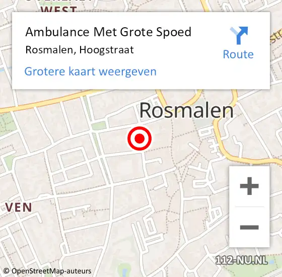 Locatie op kaart van de 112 melding: Ambulance Met Grote Spoed Naar Rosmalen, Hoogstraat op 30 mei 2020 08:07