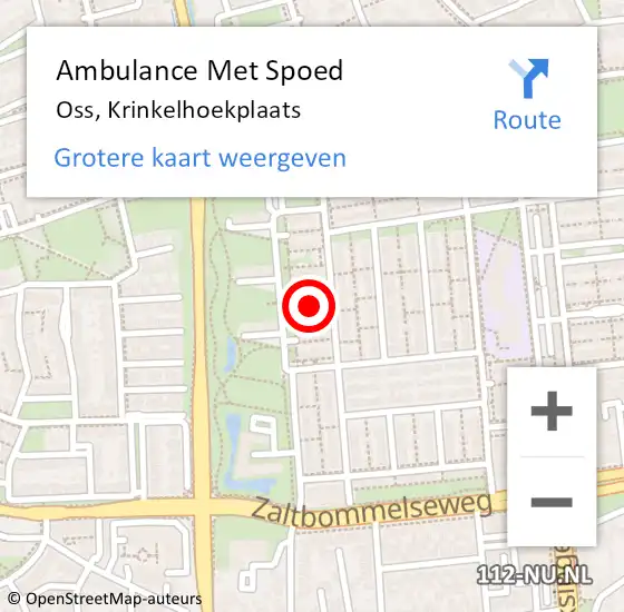 Locatie op kaart van de 112 melding: Ambulance Met Spoed Naar Oss, Krinkelhoekplaats op 30 mei 2020 09:03