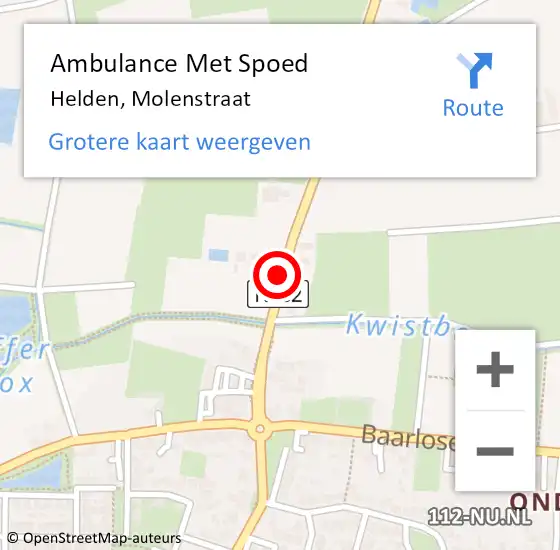 Locatie op kaart van de 112 melding: Ambulance Met Spoed Naar Helden, Molenstraat op 30 mei 2020 09:49