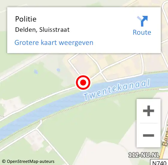Locatie op kaart van de 112 melding: Politie Delden, Sluisstraat op 30 mei 2020 10:30