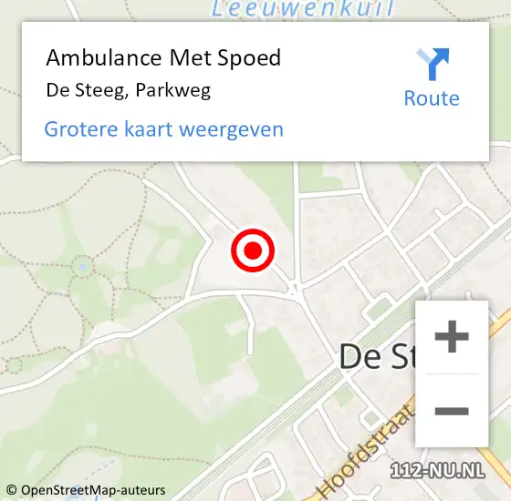 Locatie op kaart van de 112 melding: Ambulance Met Spoed Naar De Steeg, Parkweg op 30 mei 2020 10:59