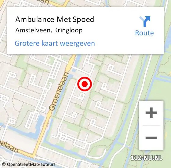 Locatie op kaart van de 112 melding: Ambulance Met Spoed Naar Amstelveen, Kringloop op 30 mei 2020 11:07