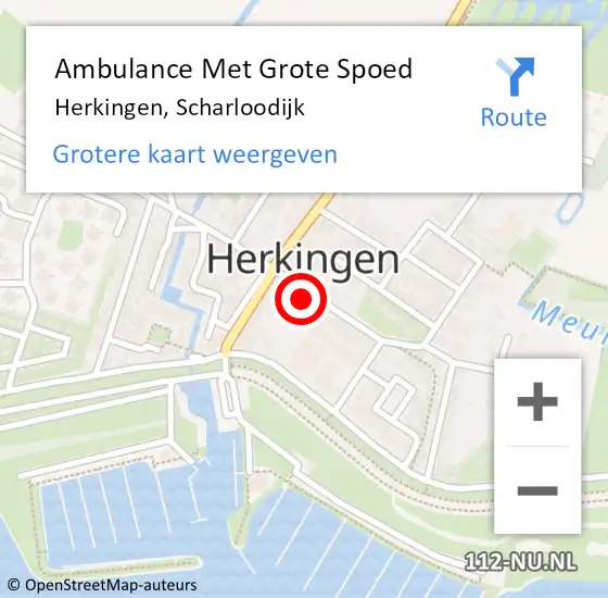 Locatie op kaart van de 112 melding: Ambulance Met Grote Spoed Naar Herkingen, Scharloodijk op 8 mei 2014 08:22