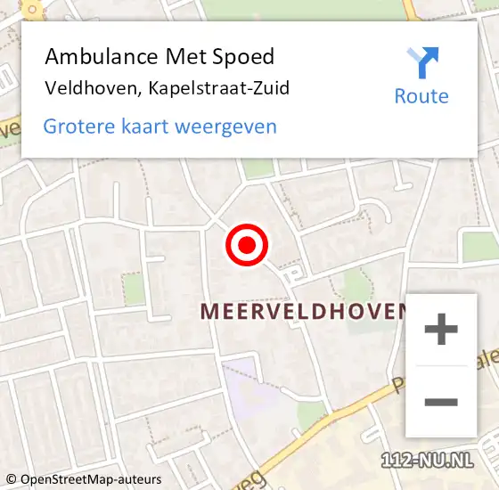 Locatie op kaart van de 112 melding: Ambulance Met Spoed Naar Veldhoven, Kapelstraat-Zuid op 30 mei 2020 12:28