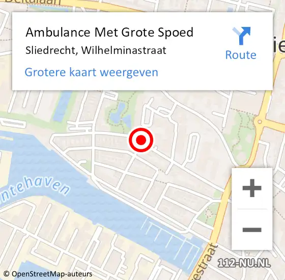 Locatie op kaart van de 112 melding: Ambulance Met Grote Spoed Naar Sliedrecht, Wilhelminastraat op 30 mei 2020 12:44