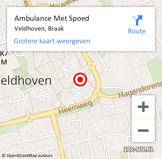 Locatie op kaart van de 112 melding: Ambulance Met Spoed Naar Veldhoven, Braak op 30 mei 2020 13:09