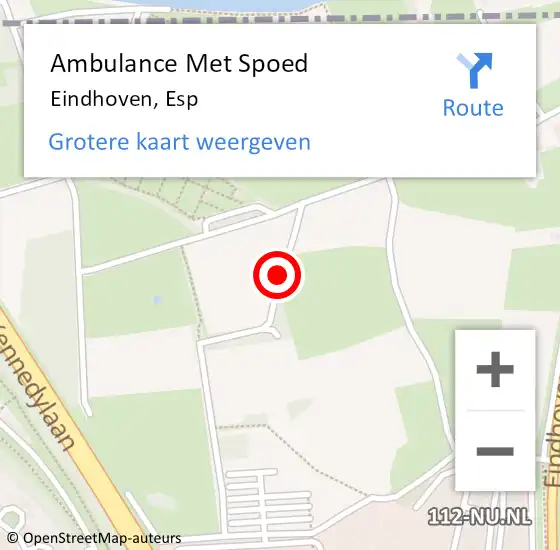 Locatie op kaart van de 112 melding: Ambulance Met Spoed Naar Eindhoven, Esp op 30 mei 2020 14:16