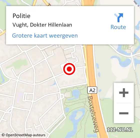 Locatie op kaart van de 112 melding: Politie Vught, Dokter Hillenlaan op 30 mei 2020 14:19