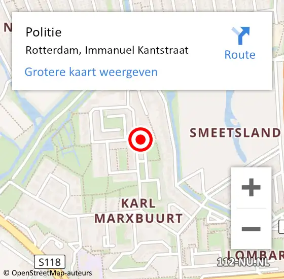 Locatie op kaart van de 112 melding: Politie Rotterdam, Immanuel Kantstraat op 30 mei 2020 14:28