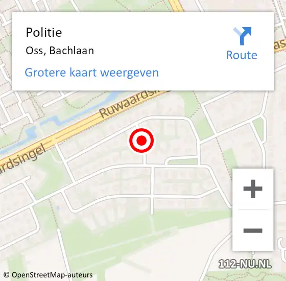 Locatie op kaart van de 112 melding: Politie Oss, Bachlaan op 30 mei 2020 14:40
