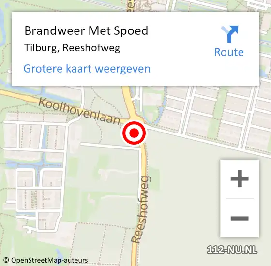 Locatie op kaart van de 112 melding: Brandweer Met Spoed Naar Tilburg, Reeshofweg op 30 mei 2020 14:44