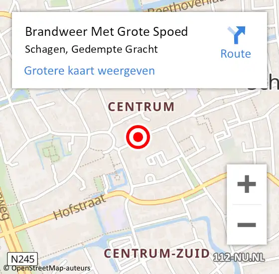 Locatie op kaart van de 112 melding: Brandweer Met Grote Spoed Naar Schagen, Gedempte Gracht op 30 mei 2020 14:57