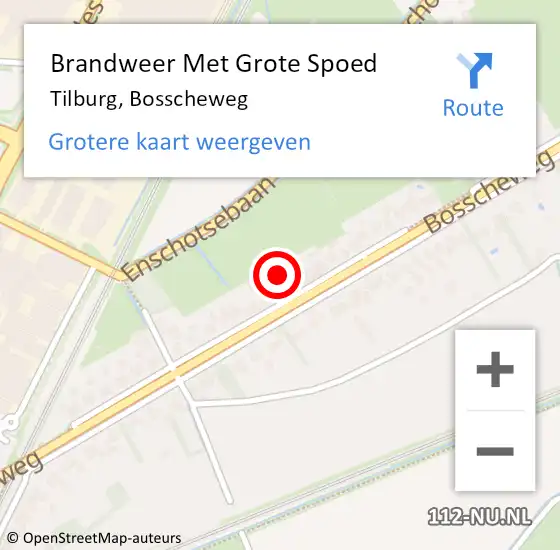 Locatie op kaart van de 112 melding: Brandweer Met Grote Spoed Naar Tilburg, Bosscheweg op 30 mei 2020 14:59