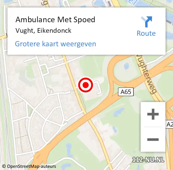 Locatie op kaart van de 112 melding: Ambulance Met Spoed Naar Vught, Eikendonck op 30 mei 2020 15:02