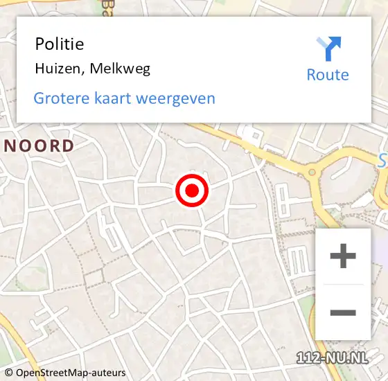 Locatie op kaart van de 112 melding: Politie Huizen, Melkweg op 30 mei 2020 15:09