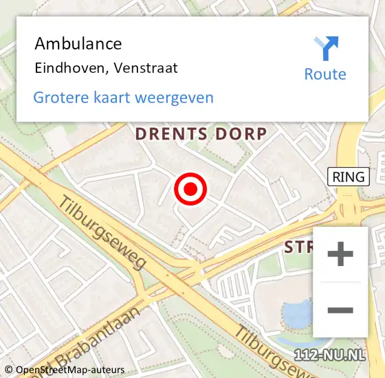 Locatie op kaart van de 112 melding: Ambulance Eindhoven, Venstraat op 30 mei 2020 17:06