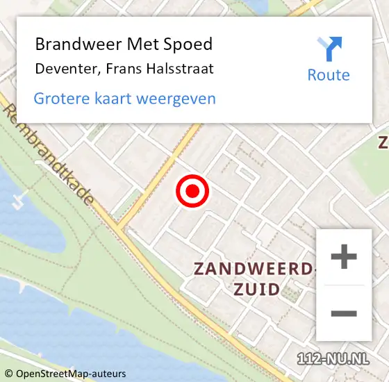 Locatie op kaart van de 112 melding: Brandweer Met Spoed Naar Deventer, Frans Halsstraat op 30 mei 2020 18:30