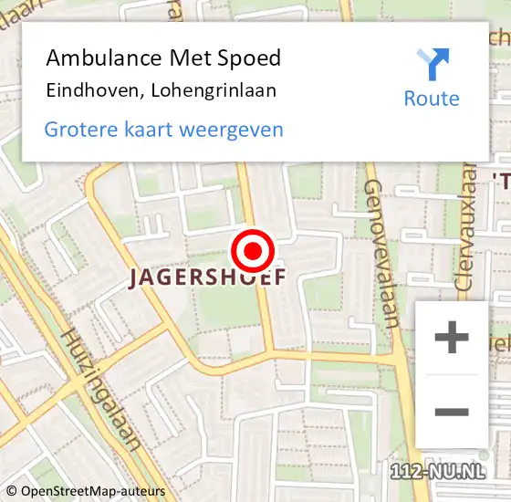 Locatie op kaart van de 112 melding: Ambulance Met Spoed Naar Eindhoven, Lohengrinlaan op 30 mei 2020 18:52