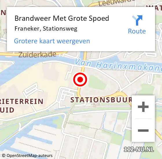 Locatie op kaart van de 112 melding: Brandweer Met Grote Spoed Naar Franeker, Stationsweg op 30 mei 2020 19:01