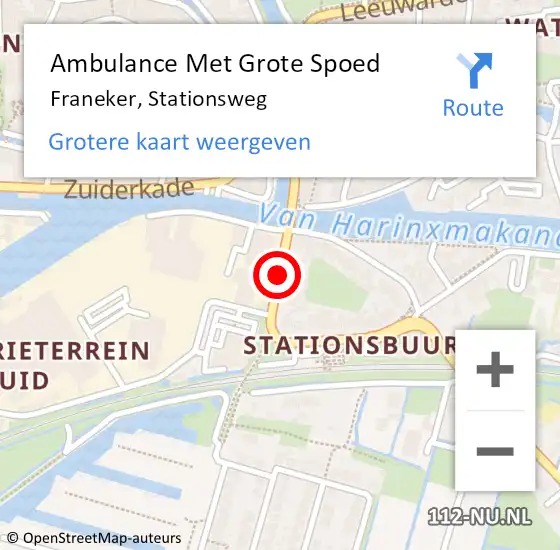 Locatie op kaart van de 112 melding: Ambulance Met Grote Spoed Naar Franeker, Stationsweg op 30 mei 2020 19:05