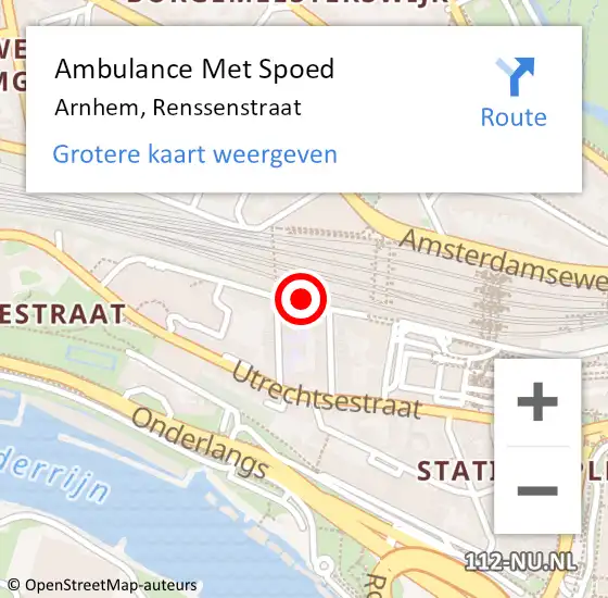 Locatie op kaart van de 112 melding: Ambulance Met Spoed Naar Arnhem, Renssenstraat op 30 mei 2020 19:35