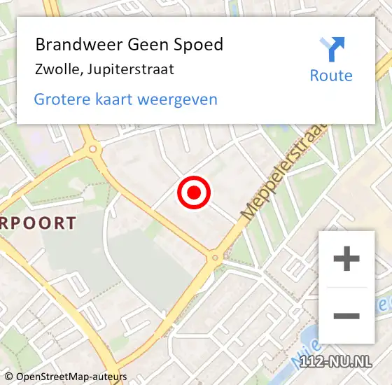 Locatie op kaart van de 112 melding: Brandweer Geen Spoed Naar Zwolle, Jupiterstraat op 30 mei 2020 20:01