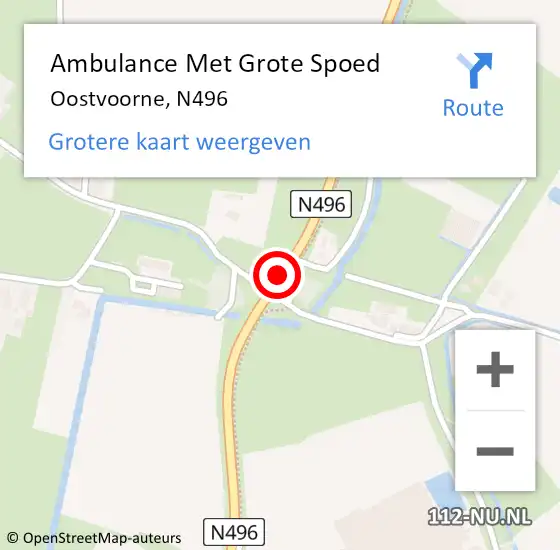 Locatie op kaart van de 112 melding: Ambulance Met Grote Spoed Naar Oostvoorne, N496 op 30 mei 2020 20:16