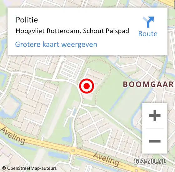 Locatie op kaart van de 112 melding: Politie Hoogvliet Rotterdam, Schout Palspad op 30 mei 2020 21:07