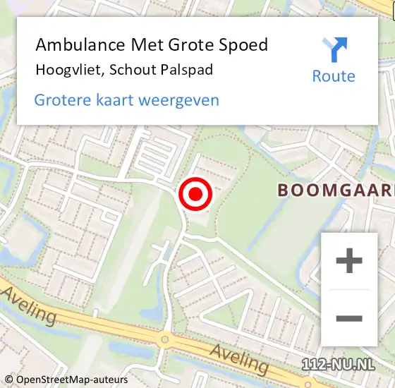 Locatie op kaart van de 112 melding: Ambulance Met Grote Spoed Naar Hoogvliet, Schout Palspad op 30 mei 2020 21:23