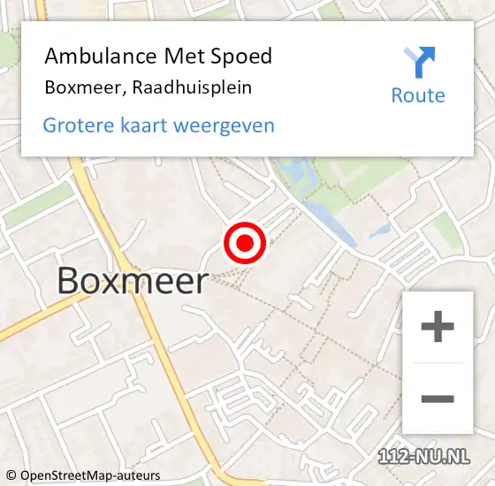 Locatie op kaart van de 112 melding: Ambulance Met Spoed Naar Boxmeer, Raadhuisplein op 30 mei 2020 23:15