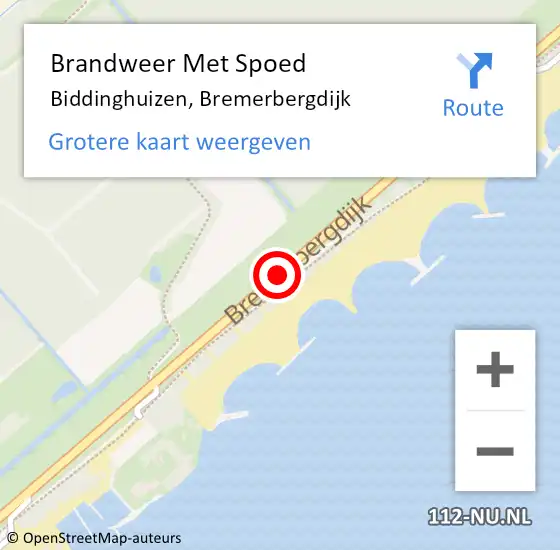 Locatie op kaart van de 112 melding: Brandweer Met Spoed Naar Biddinghuizen, Bremerbergdijk op 30 mei 2020 23:25