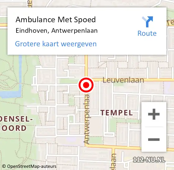 Locatie op kaart van de 112 melding: Ambulance Met Spoed Naar Eindhoven, Antwerpenlaan op 31 mei 2020 00:13