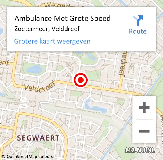 Locatie op kaart van de 112 melding: Ambulance Met Grote Spoed Naar Zoetermeer, Velddreef op 31 mei 2020 00:26