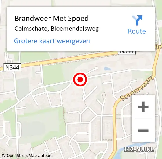 Locatie op kaart van de 112 melding: Brandweer Met Spoed Naar Colmschate, Bloemendalsweg op 8 mei 2014 09:20