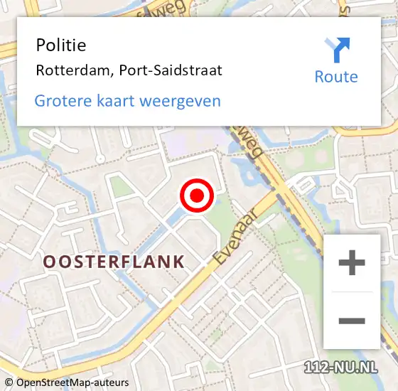Locatie op kaart van de 112 melding: Politie Rotterdam, Port-Saidstraat op 31 mei 2020 02:33