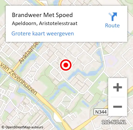 Locatie op kaart van de 112 melding: Brandweer Met Spoed Naar Apeldoorn, Aristotelesstraat op 31 mei 2020 02:45