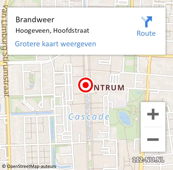 Locatie op kaart van de 112 melding: Brandweer Hoogeveen, Hoofdstraat op 31 mei 2020 04:42