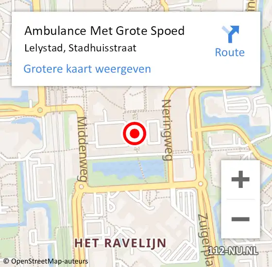 Locatie op kaart van de 112 melding: Ambulance Met Grote Spoed Naar Lelystad, Stadhuisstraat op 31 mei 2020 05:32