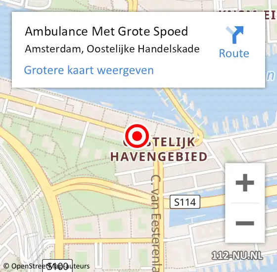 Locatie op kaart van de 112 melding: Ambulance Met Grote Spoed Naar Amsterdam, Oostelijke Handelskade op 31 mei 2020 05:42