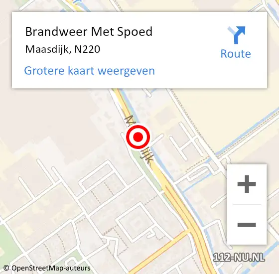 Locatie op kaart van de 112 melding: Brandweer Met Spoed Naar Maasdijk, N220 op 31 mei 2020 07:12