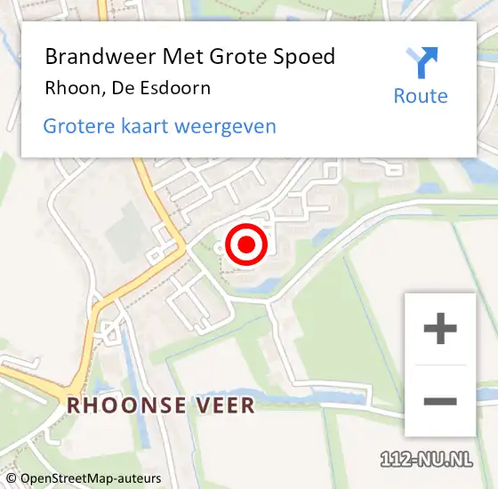 Locatie op kaart van de 112 melding: Brandweer Met Grote Spoed Naar Rhoon, De Esdoorn op 31 mei 2020 08:05