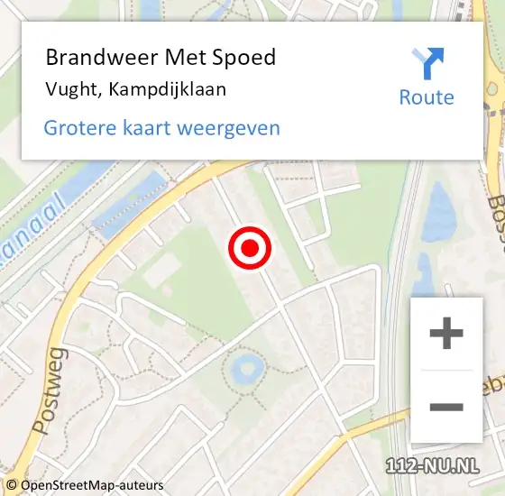 Locatie op kaart van de 112 melding: Brandweer Met Spoed Naar Vught, Kampdijklaan op 31 mei 2020 08:26