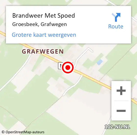 Locatie op kaart van de 112 melding: Brandweer Met Spoed Naar Groesbeek, Grafwegen op 31 mei 2020 09:34