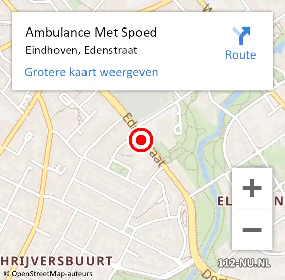 Locatie op kaart van de 112 melding: Ambulance Met Spoed Naar Eindhoven, Edenstraat op 31 mei 2020 12:07