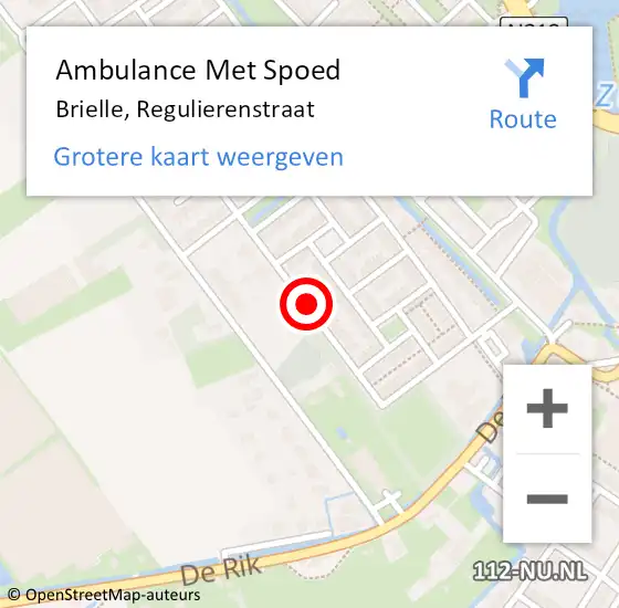 Locatie op kaart van de 112 melding: Ambulance Met Spoed Naar Brielle, Regulierenstraat op 31 mei 2020 12:14