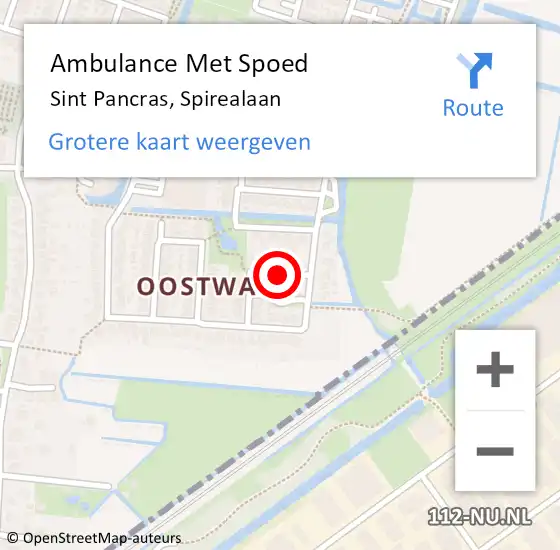 Locatie op kaart van de 112 melding: Ambulance Met Spoed Naar Sint Pancras, Spirealaan op 31 mei 2020 12:21